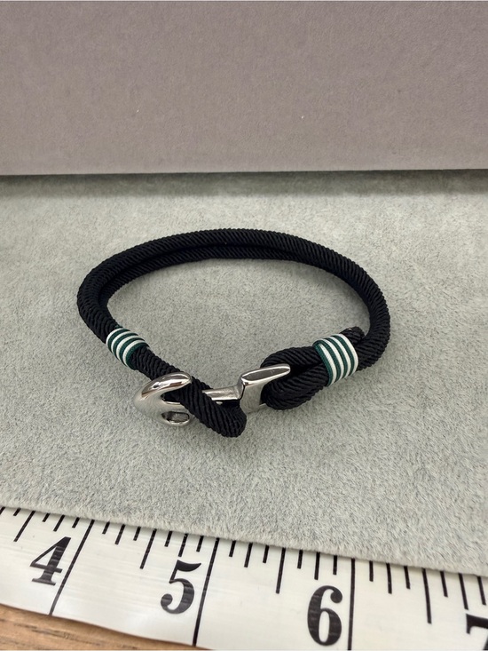 Other - Men’s Black Nautical Rope Anchor Bracelet | Stainless Steel Hook Clasp